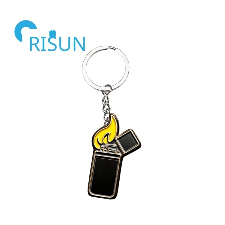 Custom Cigarette Lighter Fire Lighter Keychain - Funny Flame Key Ring