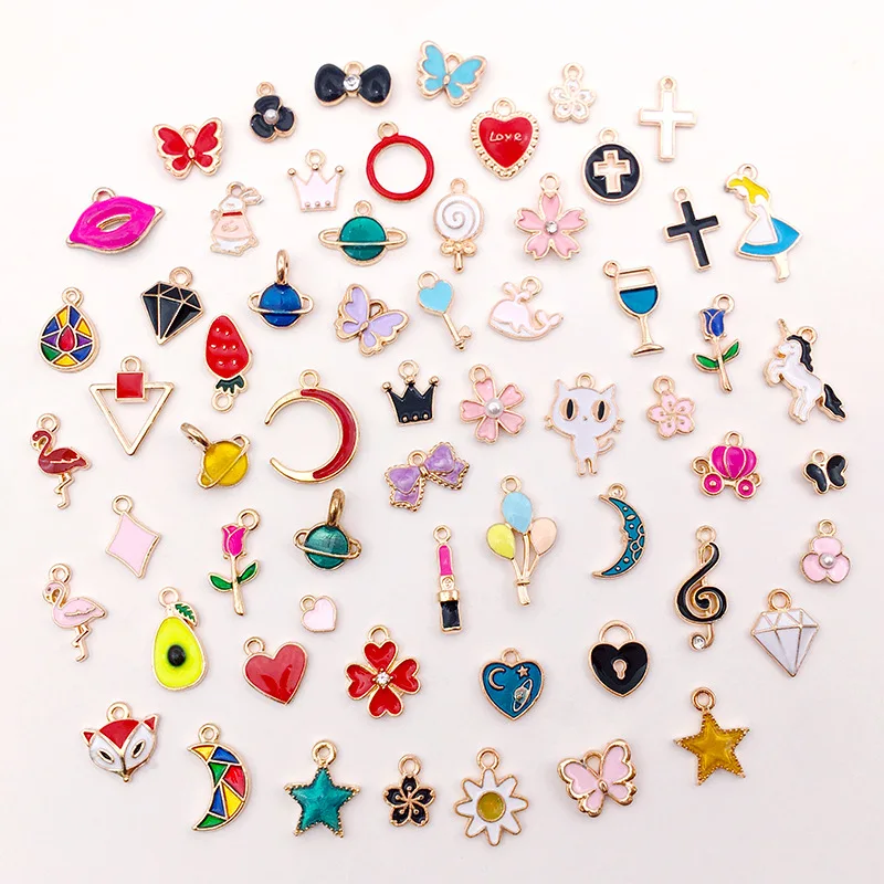 Wholesale Wholesale Enamel Charms Random Mixed Animal Flower Unicorn Bow  Alloy Necklace Bracelet Drop Oil Jewelry Making Accessory From m.