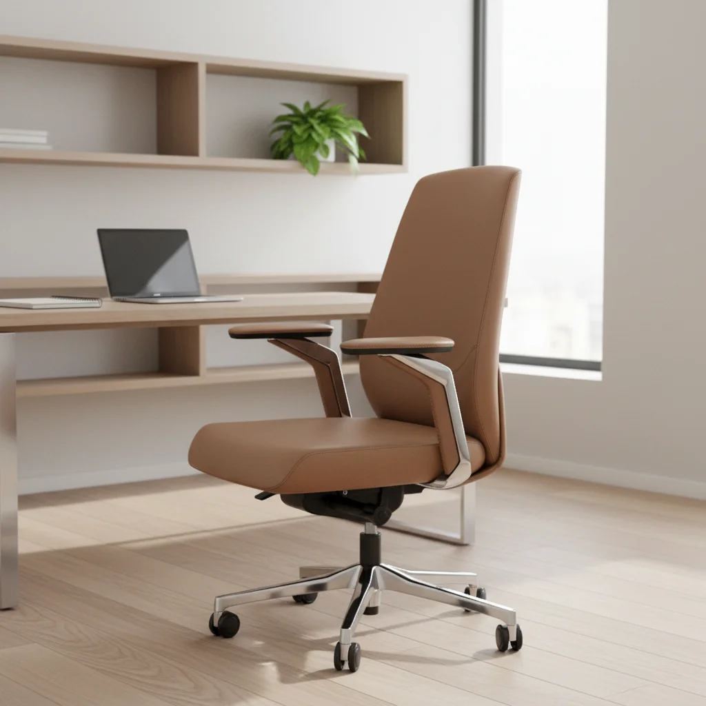 Professional Modern Ergonomic Leather Adjustable Height Headrest High Back Executive Office Chair 6