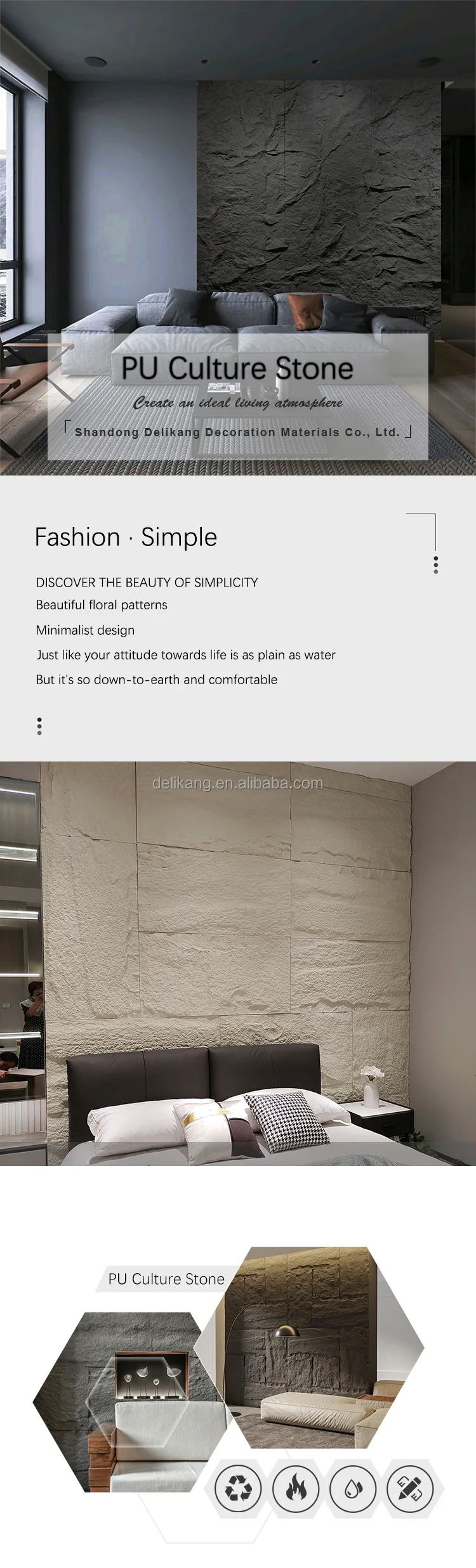 3d Texture Stone for Exterior Artistic Pu Stone Cladding Faux Wall ...