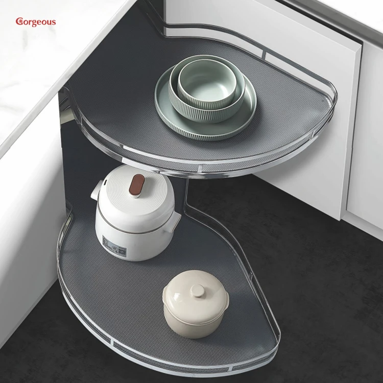 Magic Corner Organizer Storage Utensil Revolving Rotating Kitchen Pull Out Basket Swing Tray Carton Cabinet OEM ODM Modern W03