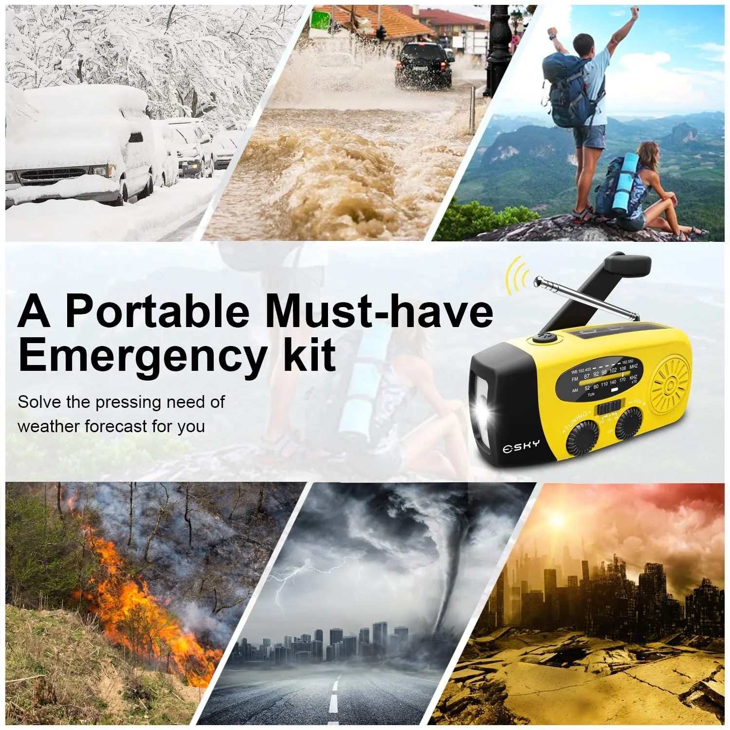 Hand Crank Generator Solar Hand Crank Amateur Dmr Radio Solar Power Tv and Radio with Torch and Power Bank