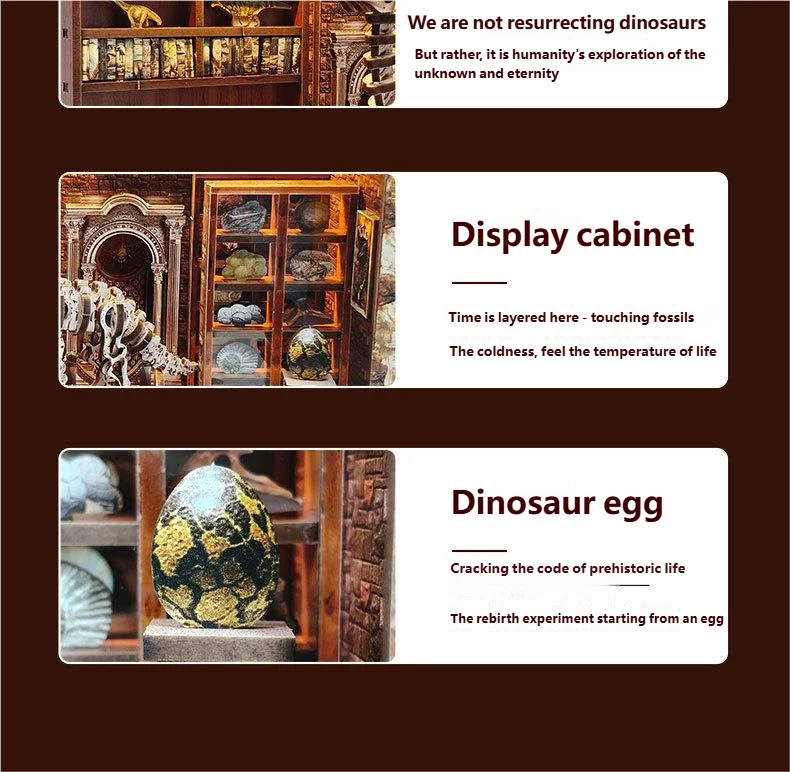 product ce certified dinosaur fossils wooden doll house 3d puzzle book nook eco friendly educational toy-7