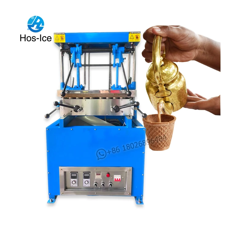 Semi Automatic Chocolate Coating Pizza Cone Edible Coffee Cup Making Machine Edible Biscuit Tea Cup