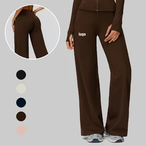 Custom logo Casual Wide-Leg Sportswear Gym Athletic Butt Lifting Leggings Warm Running Yoga Leggings