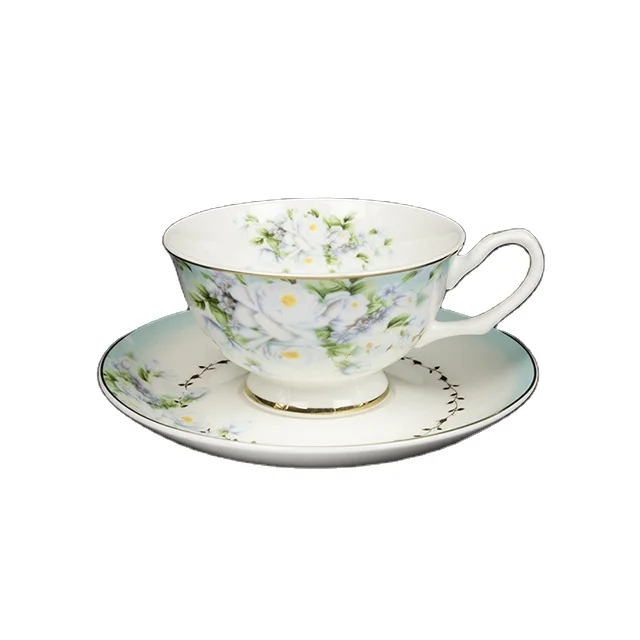 Luxury Fine Bone China High Quality Gold Line 220cc Cup and Saucer for Modern Custom Espresso Cups and Saucers