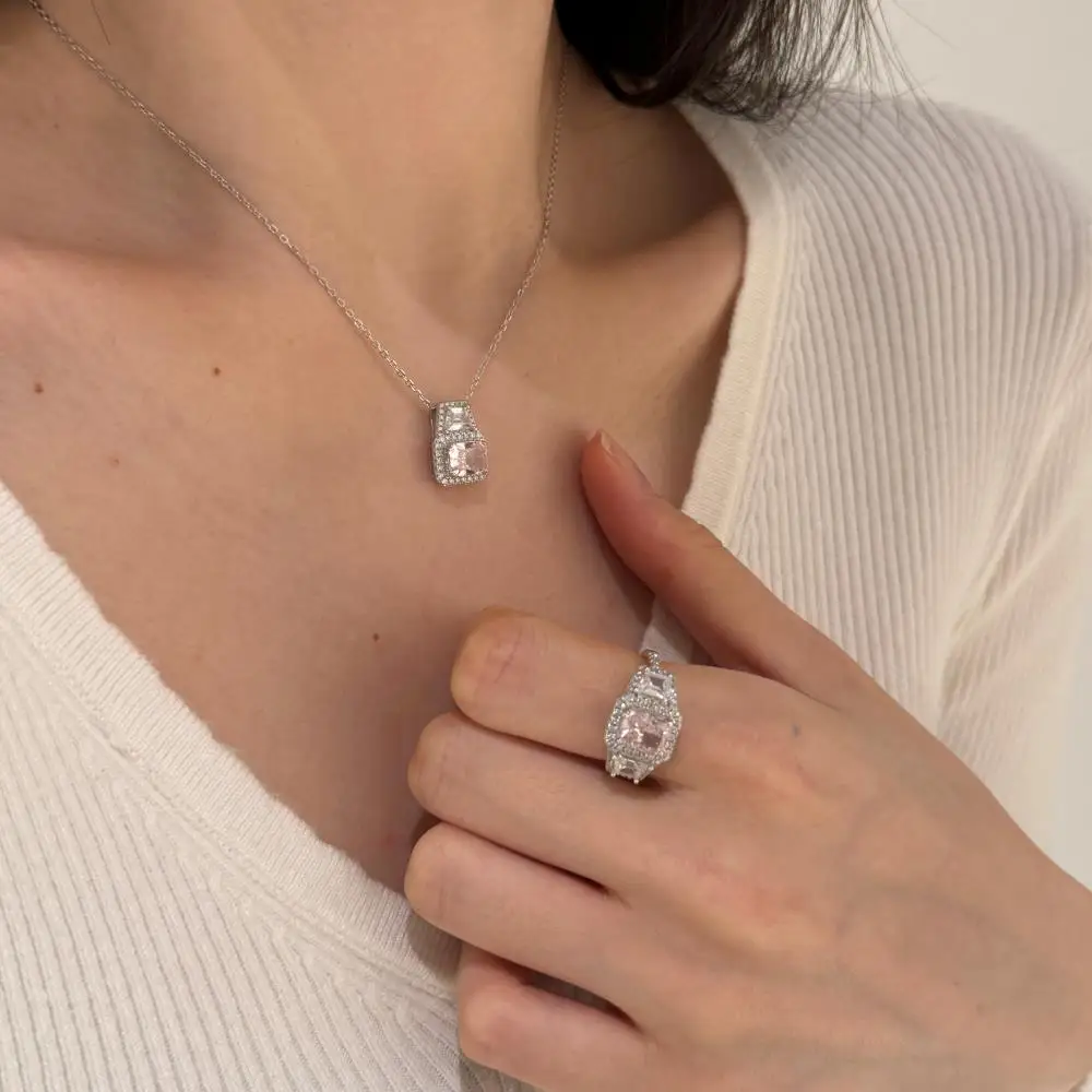 KAKODIY Eternal Fine Necklace Jewelry 925 Sterling Silver Pink 8A Zircon Pendant Necklace detail 1