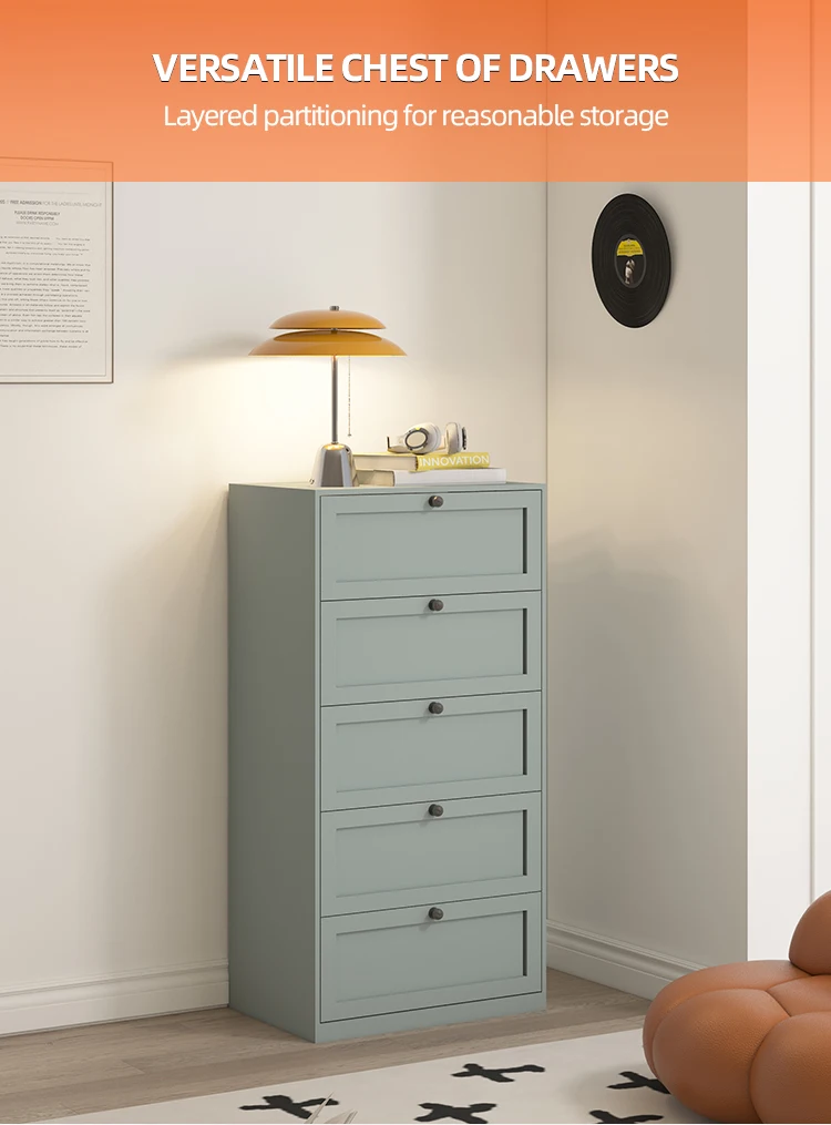 Nordic Bedroom Furniture Chest of Drawers Metal 5 Drawer Storage Dresser manufacture