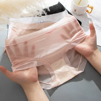 Women Silky Panties Sexy Lingerie Quick Drying Briefs Female Seamless Underwear Summer Thin Underpants Low Rise Panties