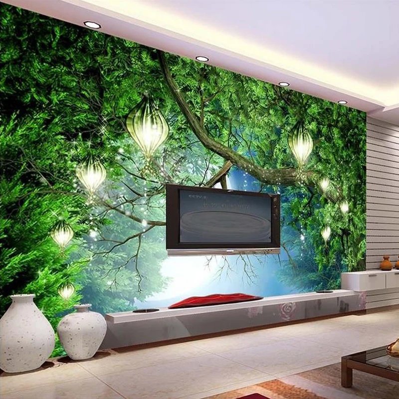  Papel pintado 3D para pared con diseño de bosque de árboles,  gran pared, para sala de estar, no tejida, para paredes de dormitorio,  170.6 x 118.1 in : Herramientas y Mejoras