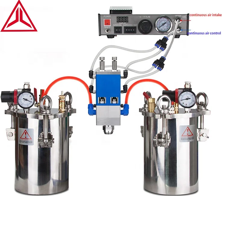 AB Glue Dispenser Manual Pressure Barrel 2 Component Mixing Glue Machine Semi Automatic Glue Filling Dispensing Machine