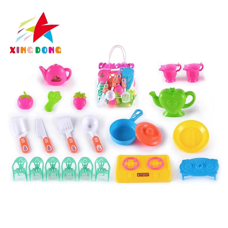 Cheap Cute Pretend Play Toys Educational Simulation Kitchen Cooking Tableware Play Set