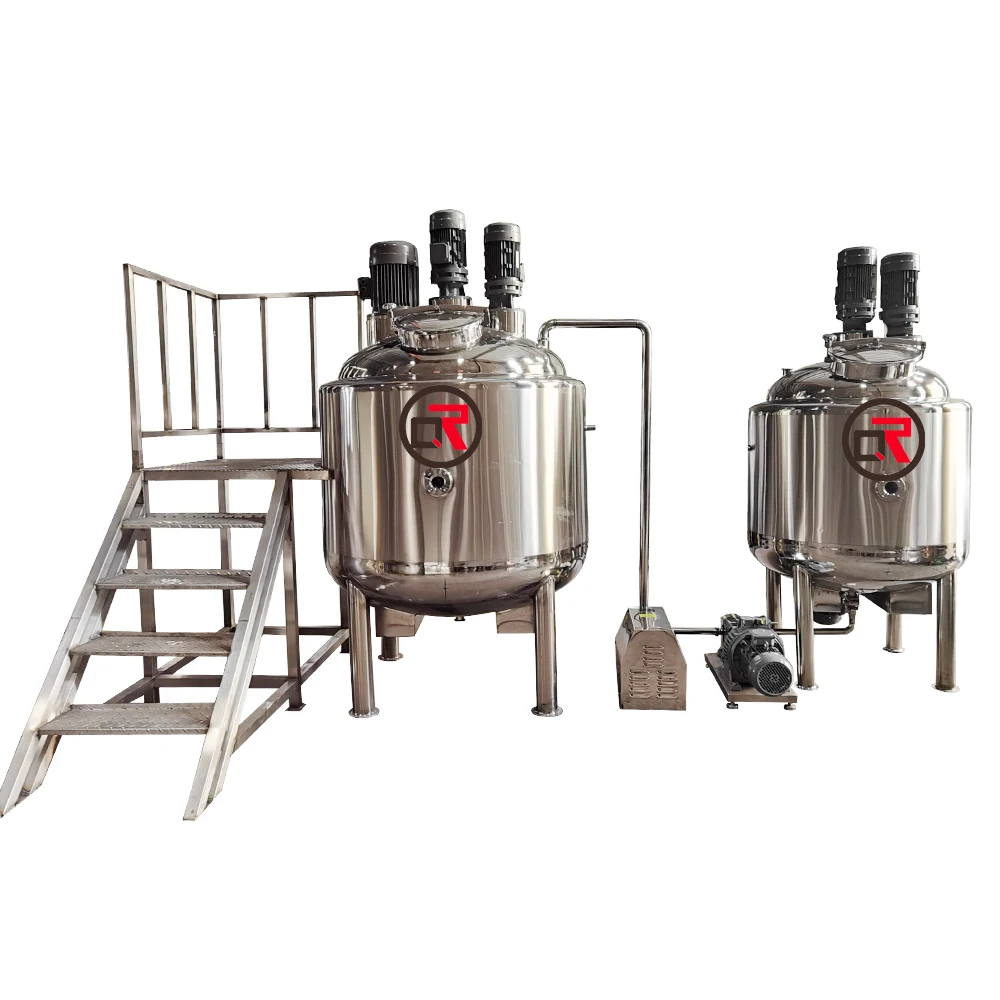 Jacketed Mixing tank With Heating Neutralization Cone Bottom tank Water tank Level Indicator Cosmetic Homogenizer Mixer Cream