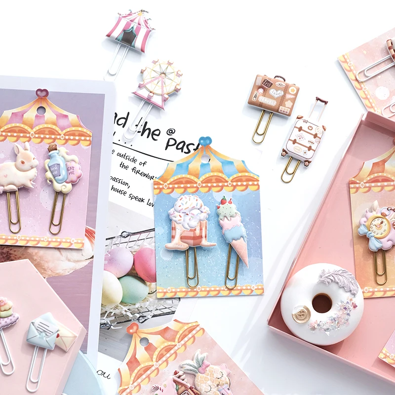 Nekoni Kawaii Stationery PVC Bookmark Reading Presents Paper Clips Fashion Paperclip for Office Stationery