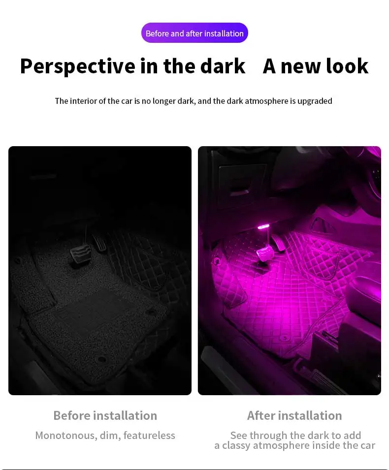 Car Wireless LED RGB Colorful  Atmosphere Light Mini USB Rechargeable Reading Lamp Car led Touch Sensor Night Light details