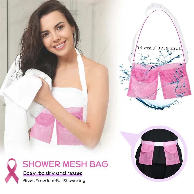 Mastectomy Drain Holder With Shower Bag Apron Style Drain Bottle