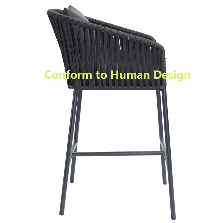 French Parisian Hotel Outdoor Patio Garden Bistro Stool Furniture Woven