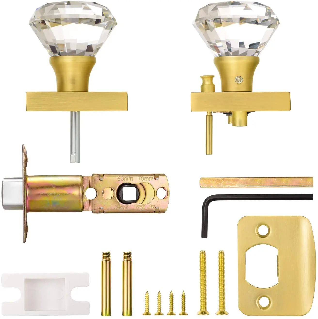 Satin Brass Bedroom And Bathroom Privacy Door Knobs Lock Interior