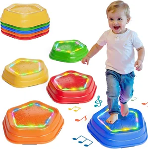 EPT Non-Slip Balance Stone Stepping Stones Balance Sensory Toys 5pcs Rechargeable Stepping Stones with Light & Music