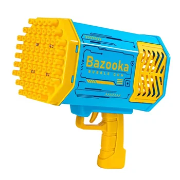 Plastic 69 Hole Bazooka Bubble Gun with Lights Bubble Toy Gun Rechargeable Bubble Machine Kids Toys