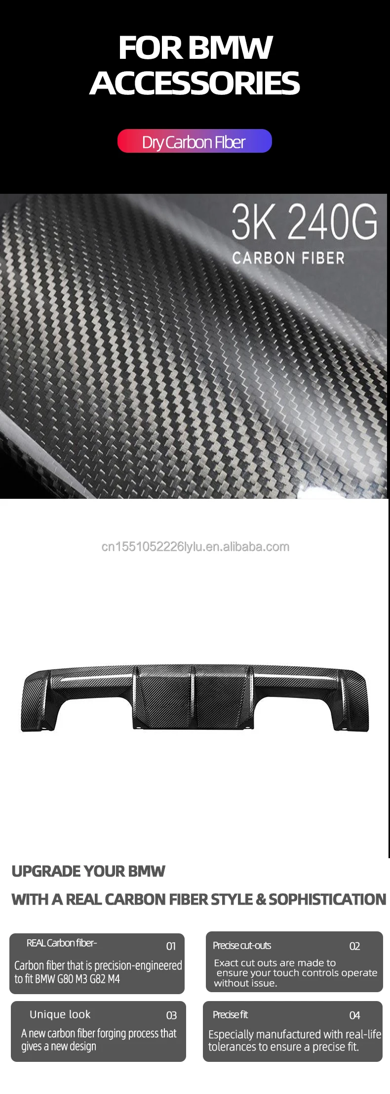 M Performance Carbon Fiber Rear BUMPER Diffuser for BMW G80 M3 G82 G83 ...