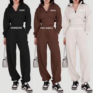 Custom Logo Hoodies and Sweat Pants Jogger Set Woman Women Tracksuit 2 Two Piece Set Sweatpants and Hoodie Setwomen Hoodies