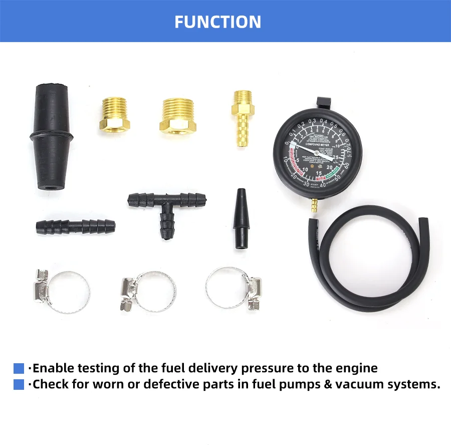 Car Vacuum Fuel Pump Pressure Tester Gauge Kit Fuel Pump Vacuum Tester