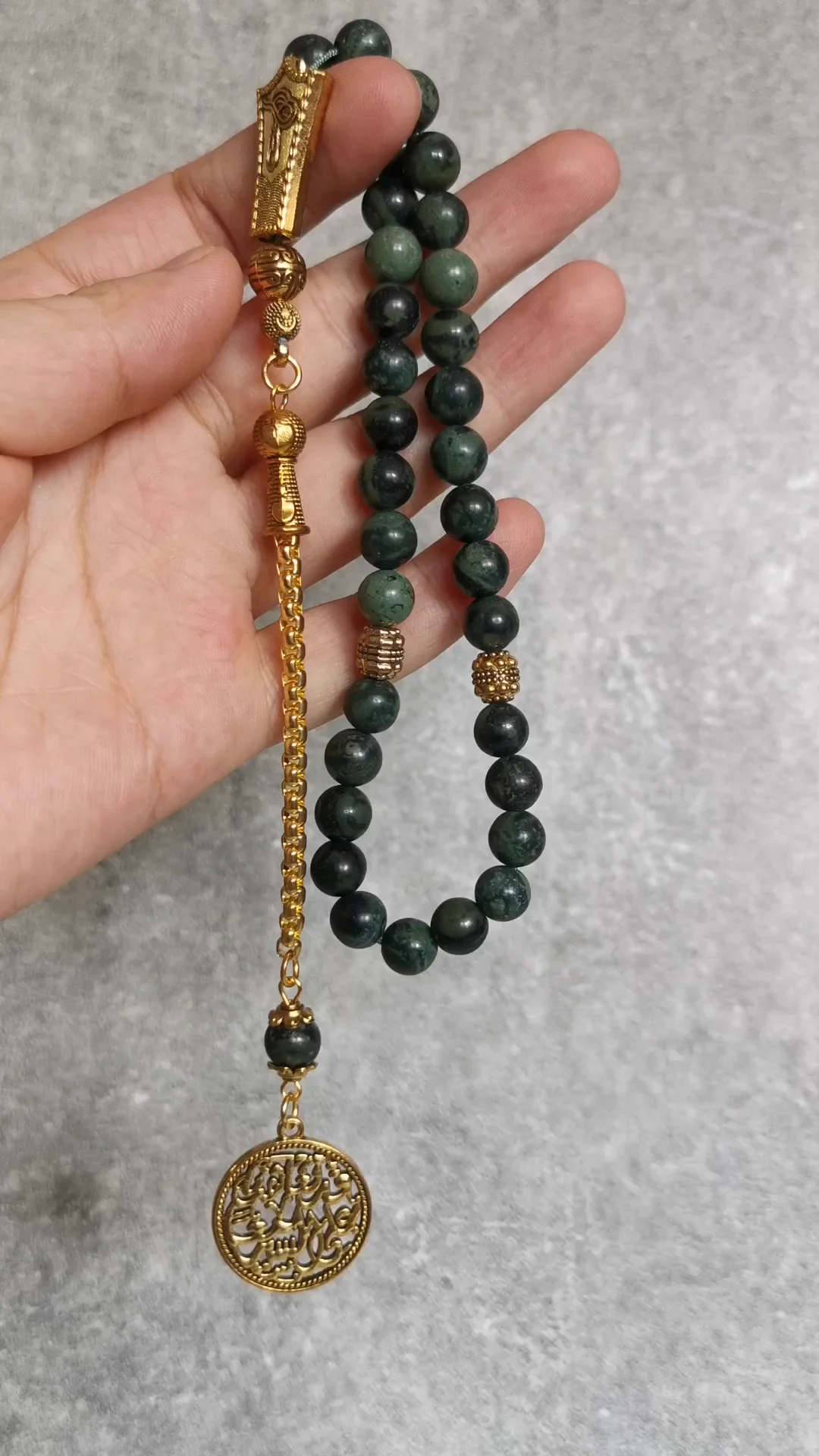 Muslim Prayer Bead Natural New Saprrow Stone Islamic Eid Gift Accessories 33 Prayer Beads Gold