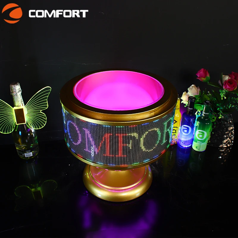 360° Rotating LED Wine Display Stand Customizable Metal Glorifier for Bars & Parties