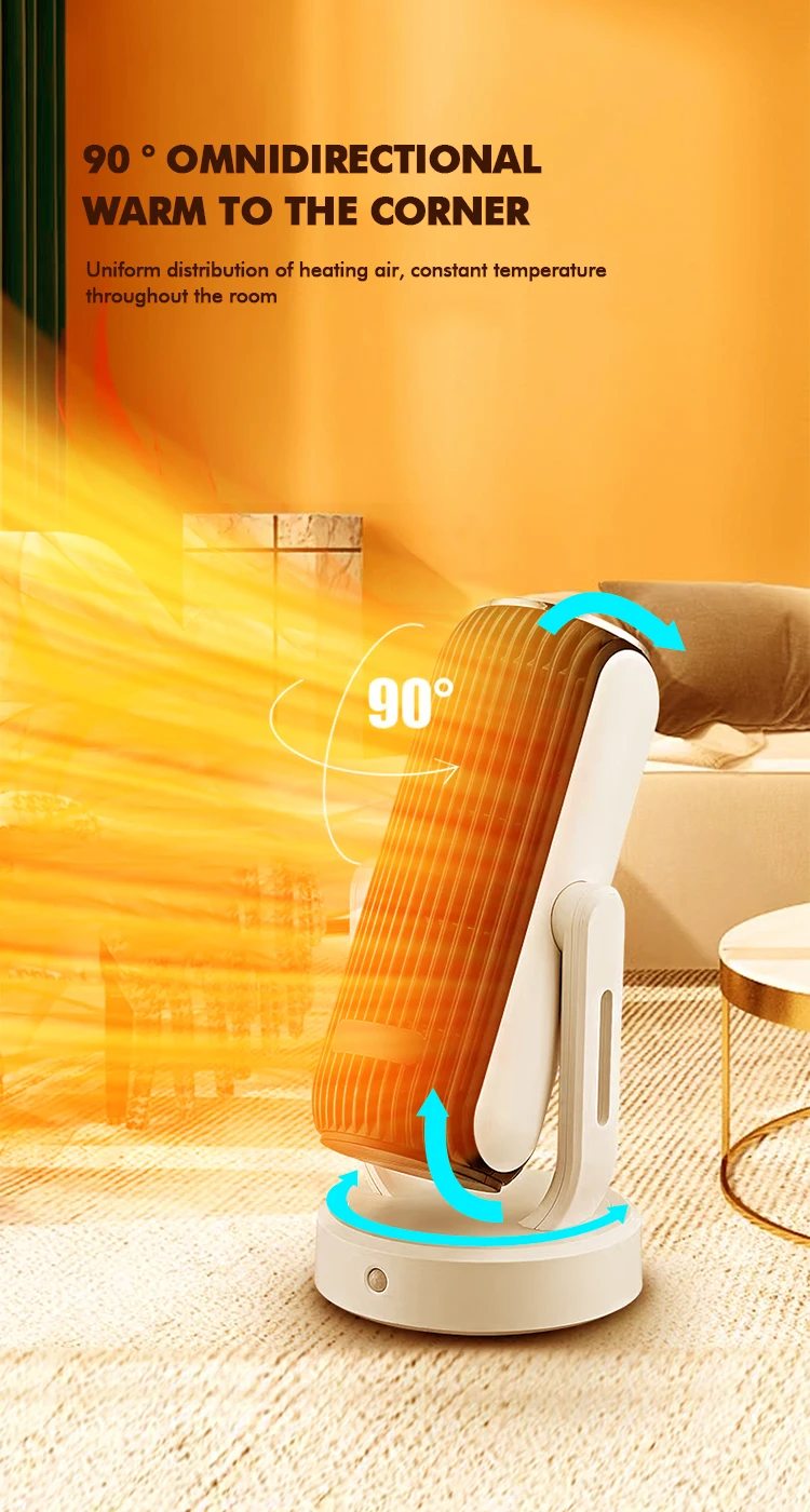 Portable Warm Air Blower Ptc Fast Heating Room Winter Desktop 1000w Rotatable Infrared Human