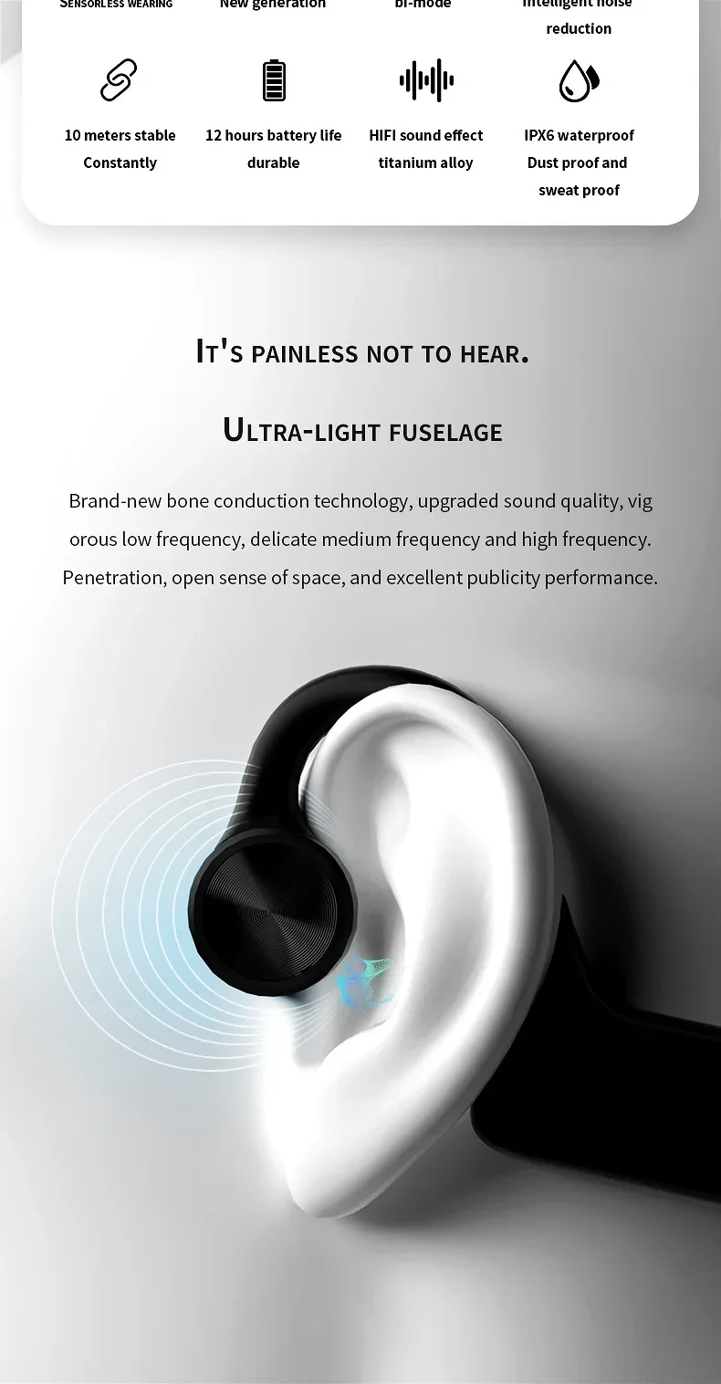 Hotsale In-Ear Wireless for 5.3 Headset with LED Display JL Chipset Memory Card Slot-Sport Ear Design ANC IPX5 Waterproof