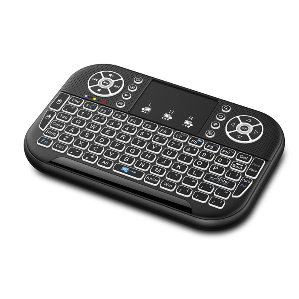 Mini Teclado Sem Fio 2.4G com Touchpad e LED RGB para TV Box e Computador