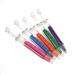 New Novelty Injection Syringe Shape Promotional Flat Marker Pen With Highlighter