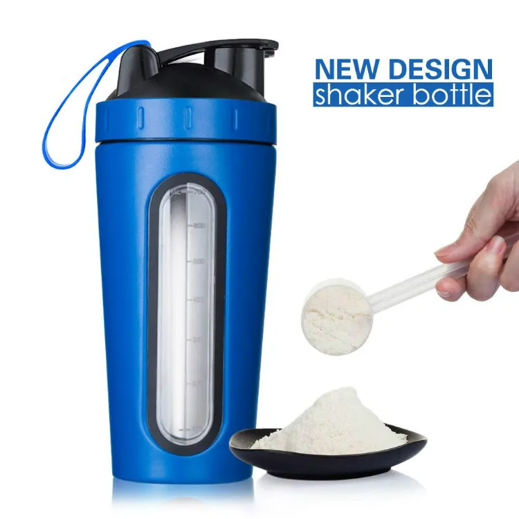 700ml Stainless Steel Metal Protein Shaker Cup Blender Mixer