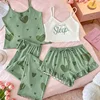 Sfondo verde chiaro con cuori verdi-set da quattro pezzi