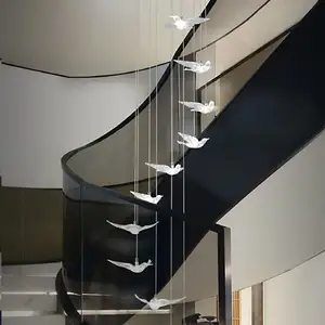 Zeal Lighting Pendant Hanging Lights Fixtures Linear Large Ceiling Staircase Led Bird Shaped Crystal Chandeliers