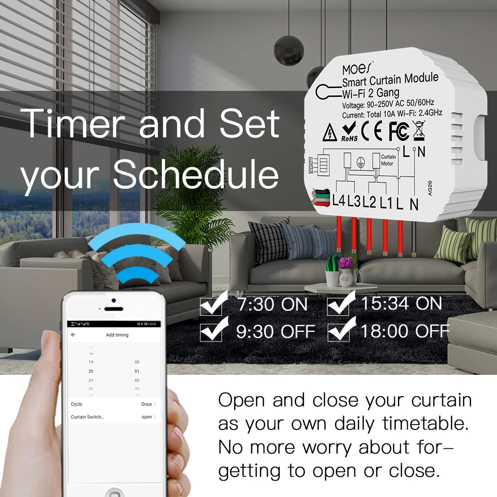 Interrupteur WiFi Intelligent Pour Volets Roulants – Commande à Distance