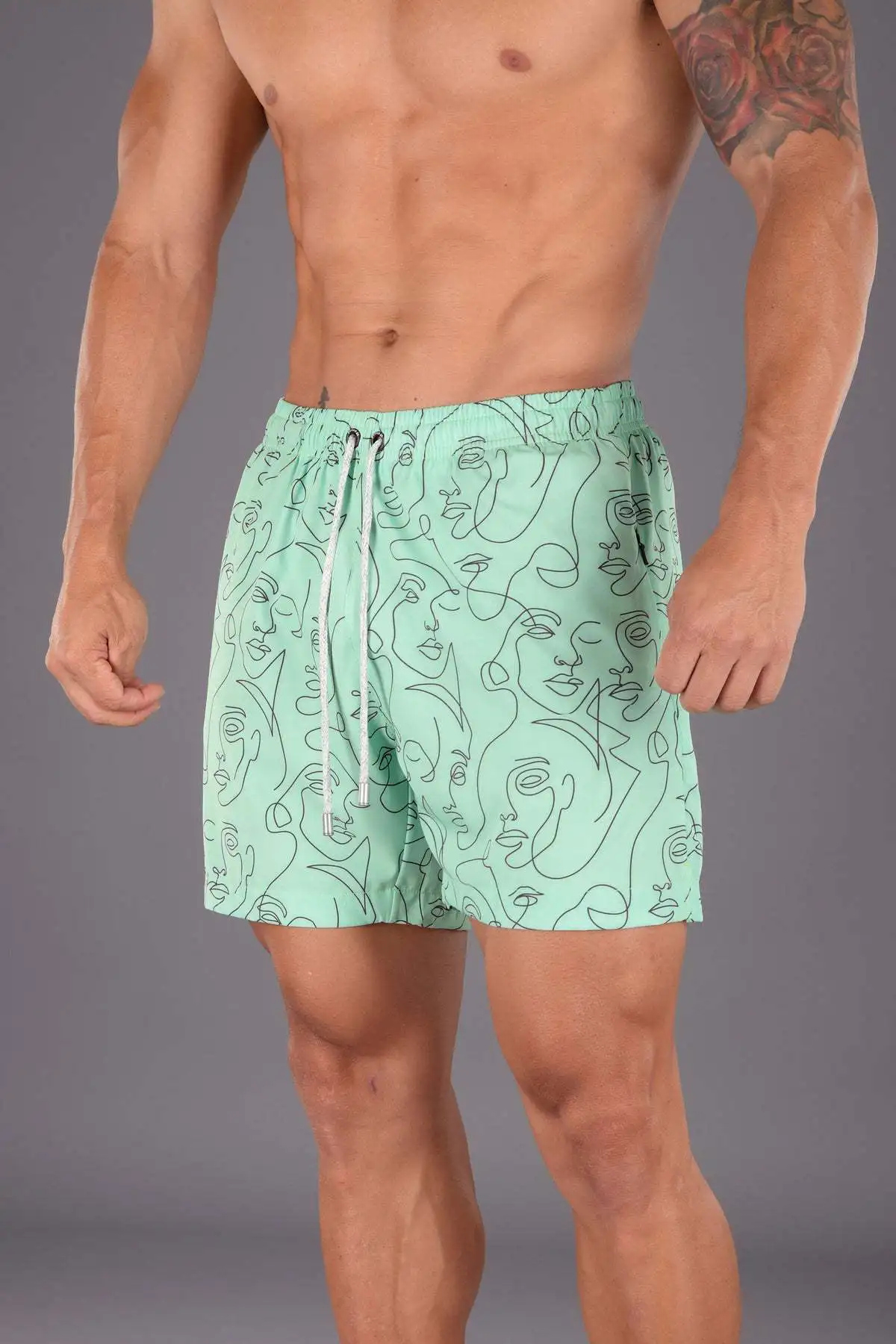 Mens All Over Print Sublimation Graphics Swimming Beach Shorts 100 Polyester Swim Board Plus Size Men'S Custom Shorts612_voghion.com