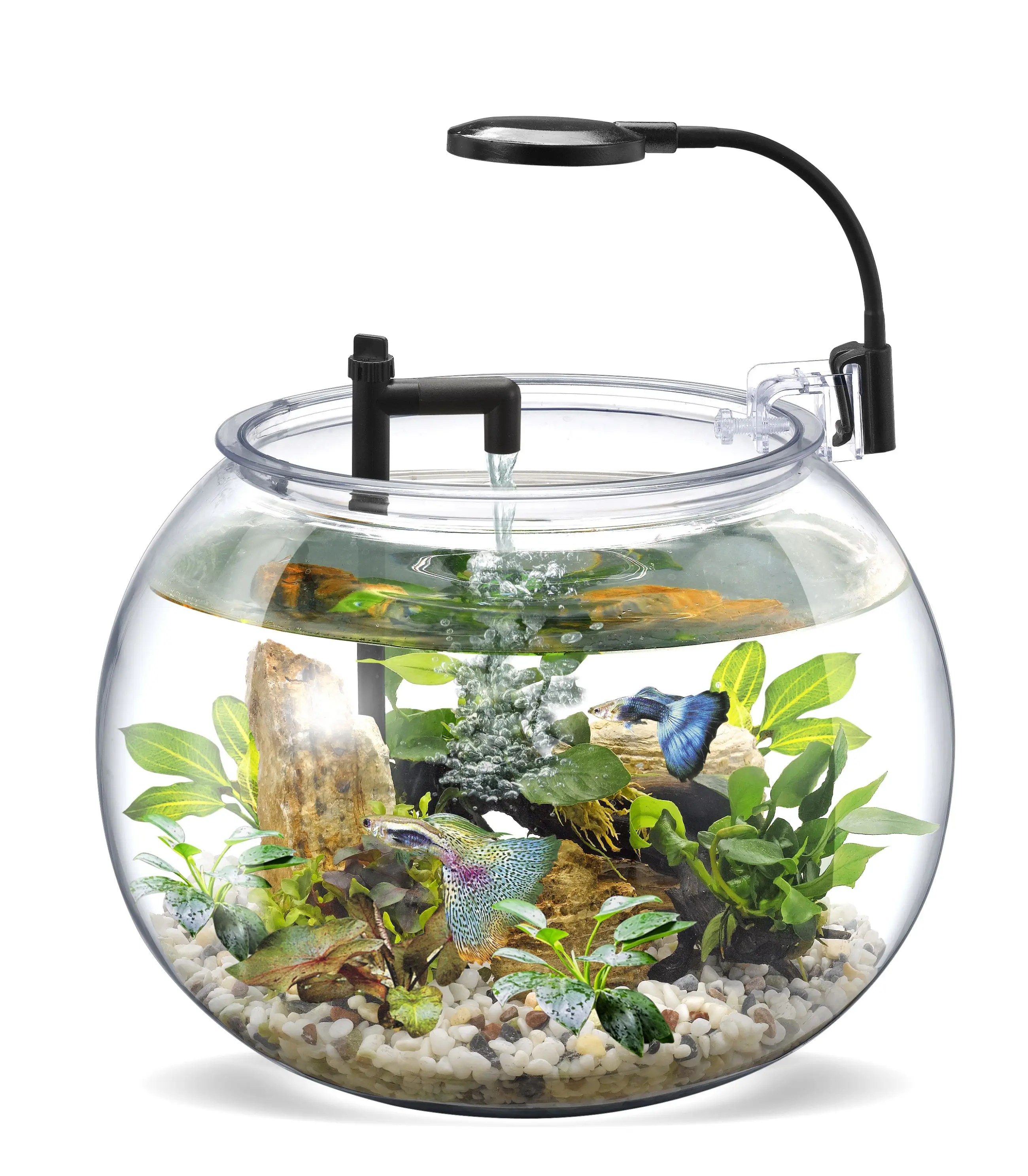 Wholesale Desktop USB 4L 12L Transparent Clear Round Small Cheap Plastic Fish Tank With Filter