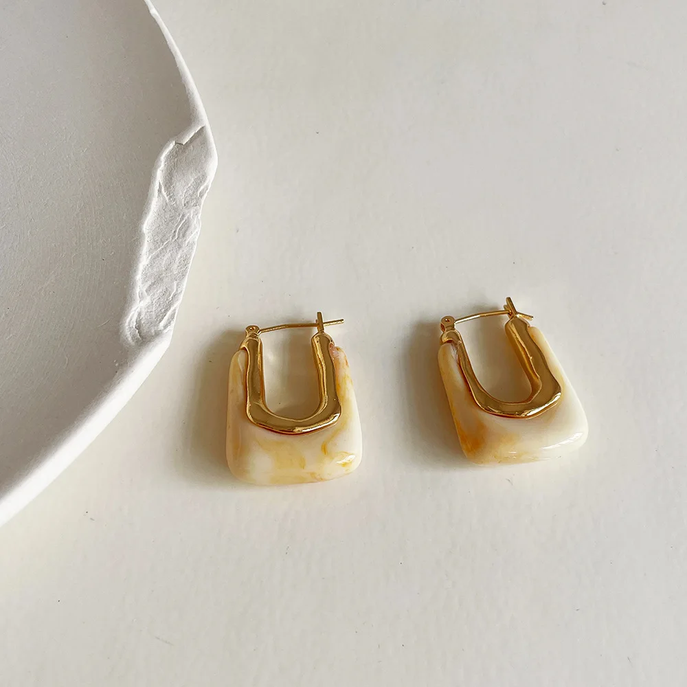 4 Colors Grey Amber Clear Resin Earrings Solid Acrylic Chunky Big Hoop ...