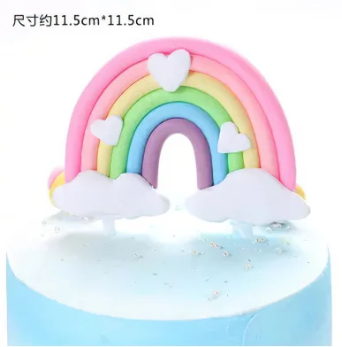 Foam Big Rainbow Baby Shower Decorations Happy Birthday Cake Topper Rainbow Butterfly Topper for Cakes Decoration