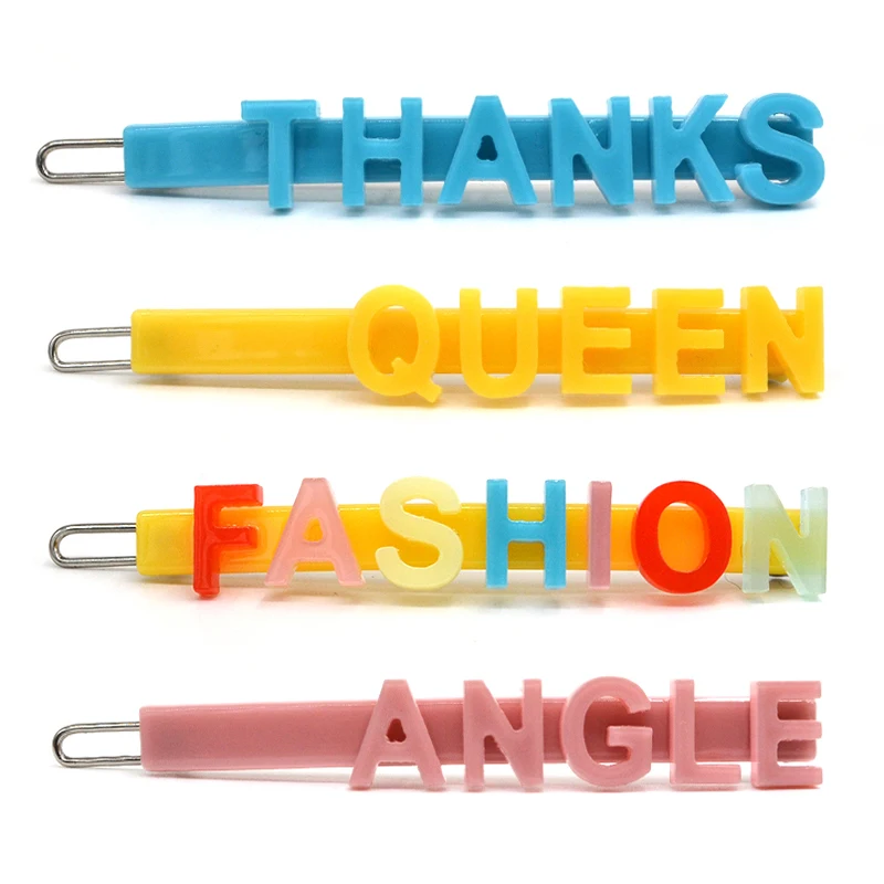 Elegant Acetate Alphabet boss Hair Pins with Words for Women Custom Letters Bobby Grip Plastic Name Hairpins