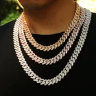 Wholesale Prices Custom Sterling Silver Plated 15mm Miami Prong Cuban Link Gold Chain Men