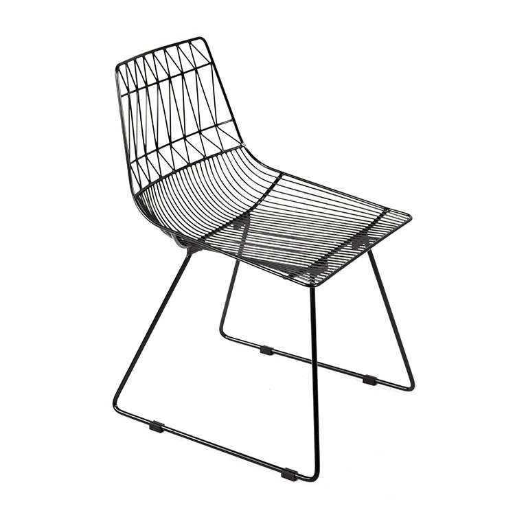Free Sample Gold Modern Mesh Outdoor Round Dkr Metal Leaf Steel Concrete Stackable Lucy Chairing Dining Side Black Wire Chair