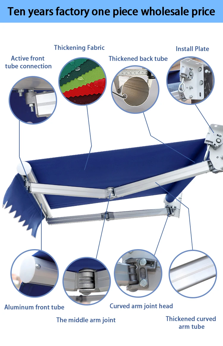 Competitive Rate Motorized Wall Hinged Aluminum Awning Bracket Mounting