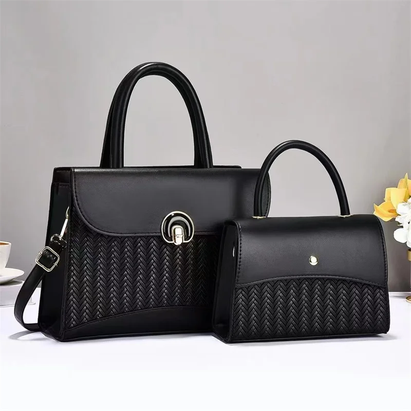 2025 Designer Women's 3-Piece PU Leather Handbags Wallet Set Shoulder Bags Nylon Zipper aperçu 12
