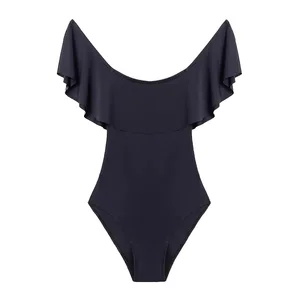 European Custom Modest Pink Off-Shoulder Bikini Swimwear XS Casual Sets Breathable Ruffle Design 1 Thongs Beach Appointments