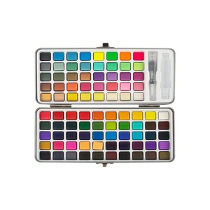 90-Color Watercolor Paint Set with Brush Pen Travel-friendly Metal Gift Box for Kids and Adults in School