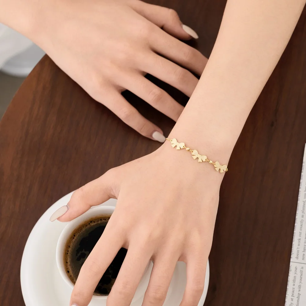 KAKODIY Cute Exquisite Design Exquisite Fashion 925 Sterling Silver Chain Link Shiny Bow Pendant Bracelet & Women's Bracelet detail 6