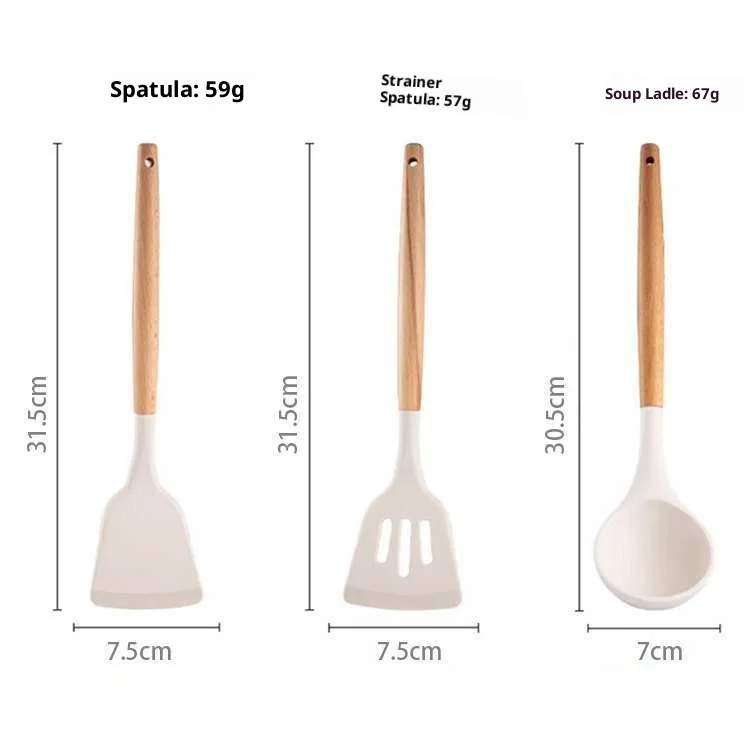 High-Temperature Resistant Anti-Scalding Kitchen Utensils Factory Direct Supply Wooden Handle Cooking Tool Set details